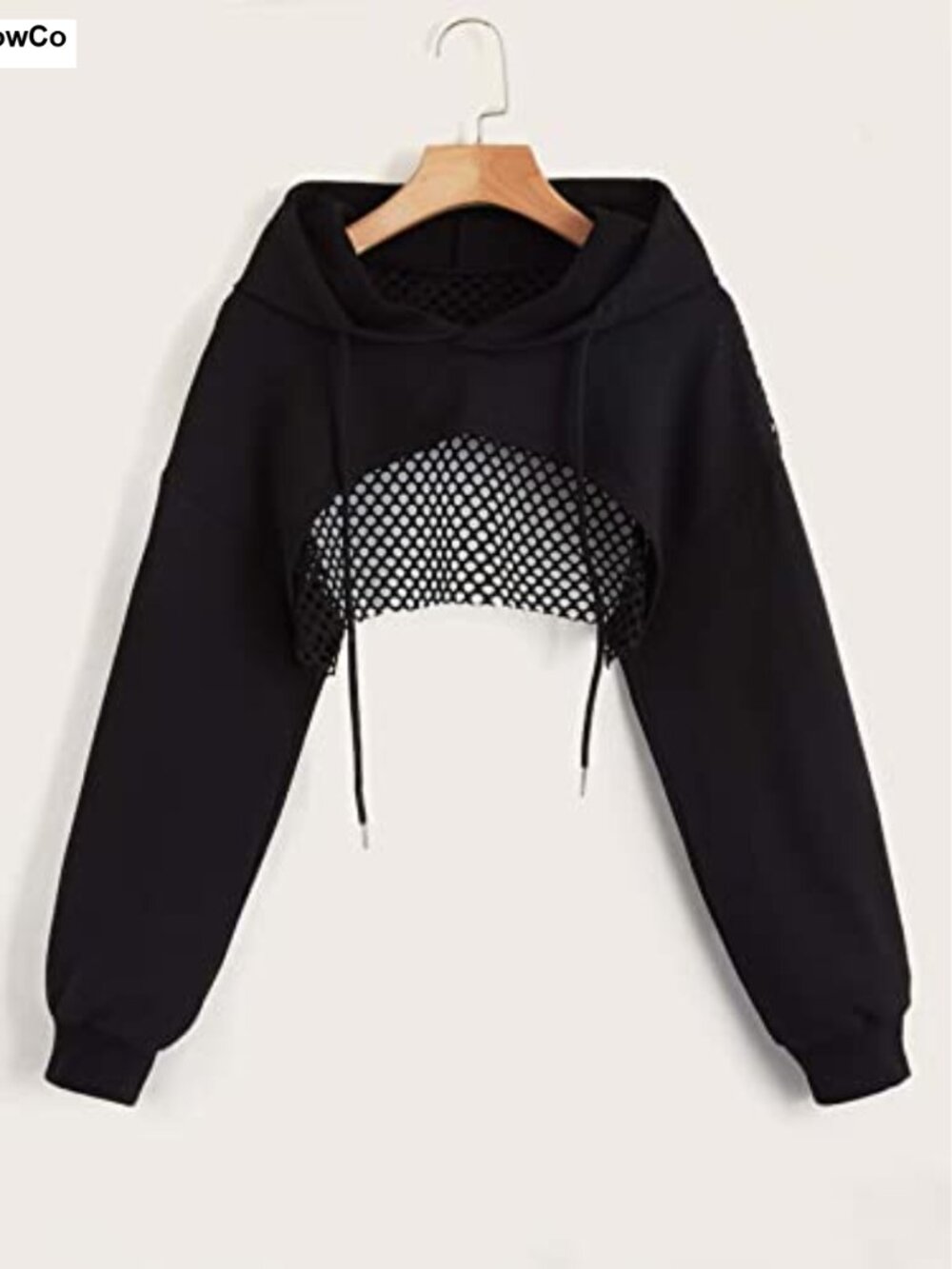 Cropped Hoodie Pullover Soft Polyester Drop Shoulder - Picture 2 of 5